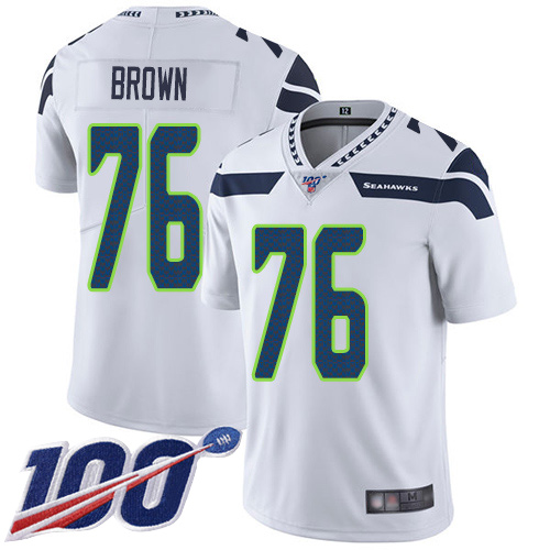 Seattle Seahawks Limited White Men Duane Brown Road Jersey NFL Football #76 100th Season Vapor Untouchable->women nfl jersey->Women Jersey